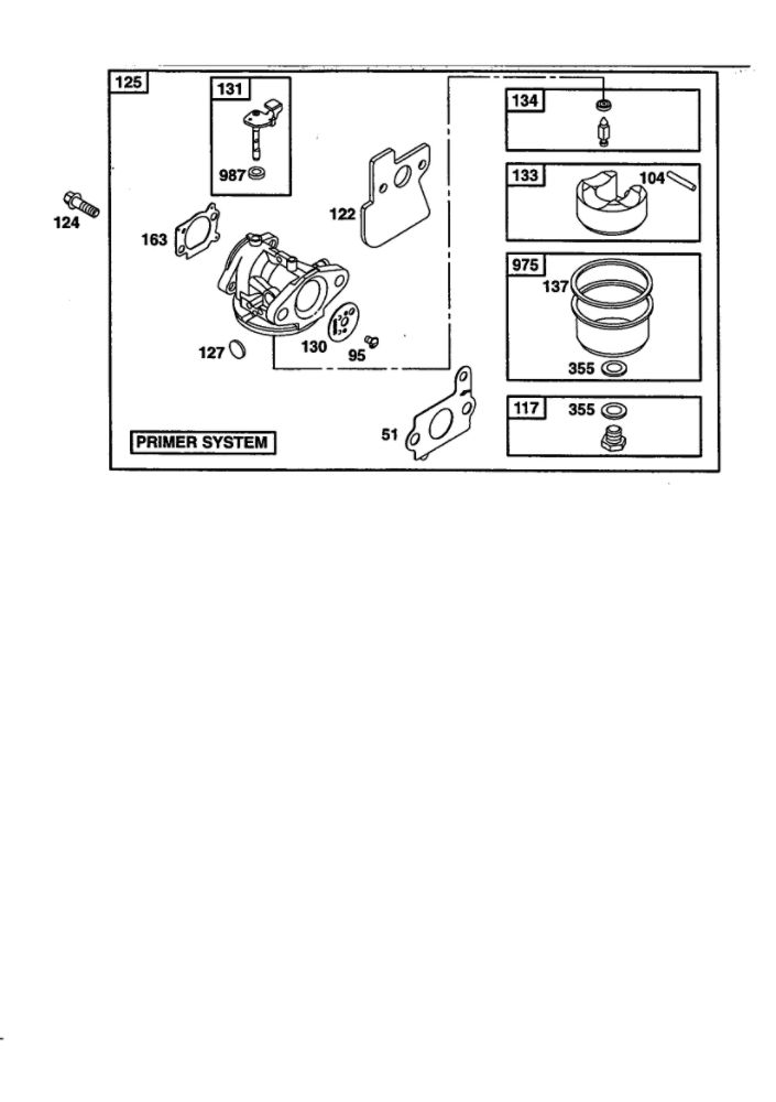 Carburetor 1 Diagram and Parts List for 121600  Briggs and Stratton Engine